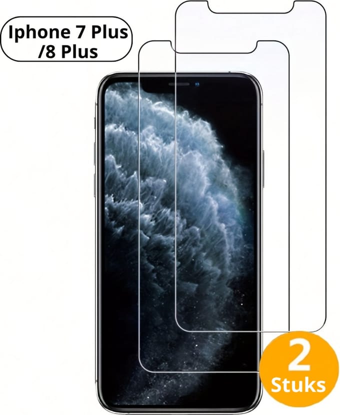 Bovista Telefoon Glasplaatje - Beschermglas - Glaasje - Screen Protector - Screenprotector - Extra Sterk - Shockproof - Premium Protection - Geschikt Voor IPhone 7 Plus en iPhone 8 Plus