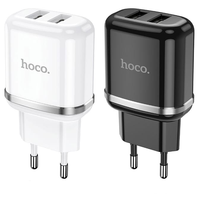 Hoco Oplader met 2 USB aansluitingen - 2.4A Snellaad functie - Wit