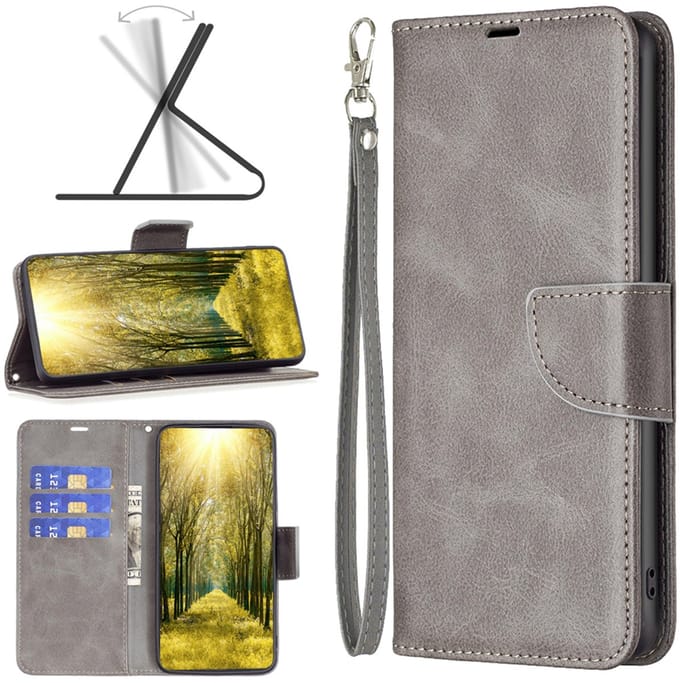 MobyDefend Hoesje - Geschikt voor Xiaomi Redmi Note 14 Pro 5G - Wallet Book Case Met Koord - Grijs