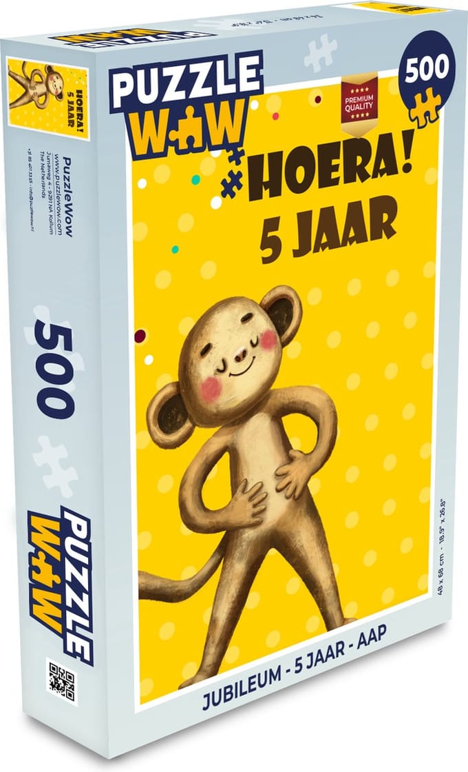 Puzzel Jubileum - 5 jaar - Aap - Legpuzzel - Puzzel 500 stukjes