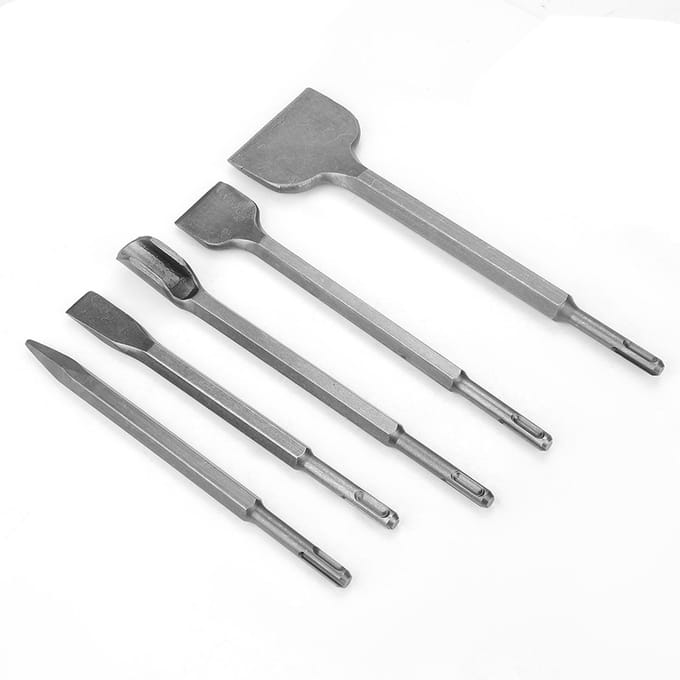 Ensemble de 5 burins SDS Plus de type différent pour marteau rotatif électrique noir