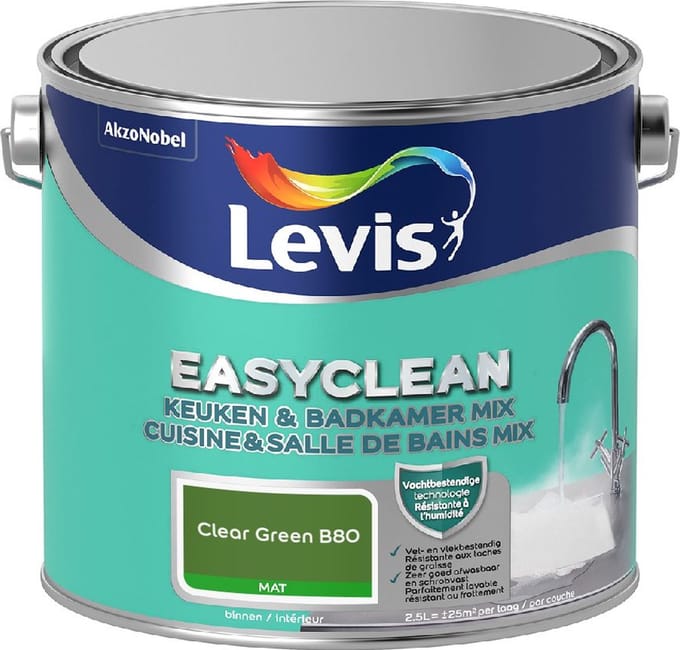 Levis - Easyclean Keuken & Badkamer Mix - Clear Green B80 - Mengverf - 2,5 L
