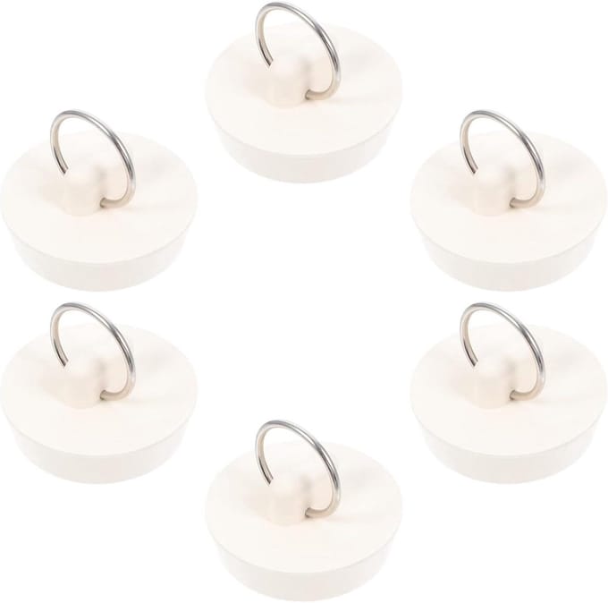Rubber Stopper Set - Afsluiters - Water Dicht Maken - Met Ophangring - 6 Stuks - Wit