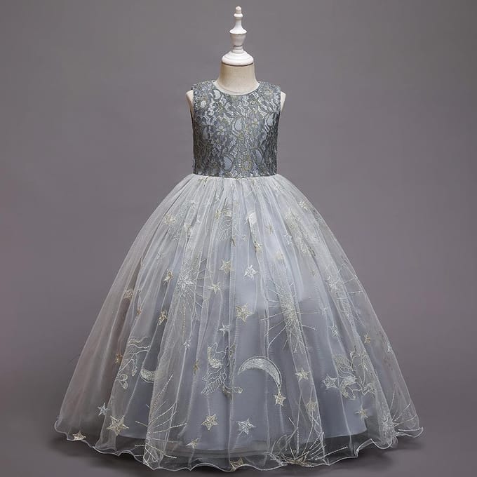 Robe princesse pour filles, Costume de fête de mariage pour enfants, vêtements pour enfants 120cm gris