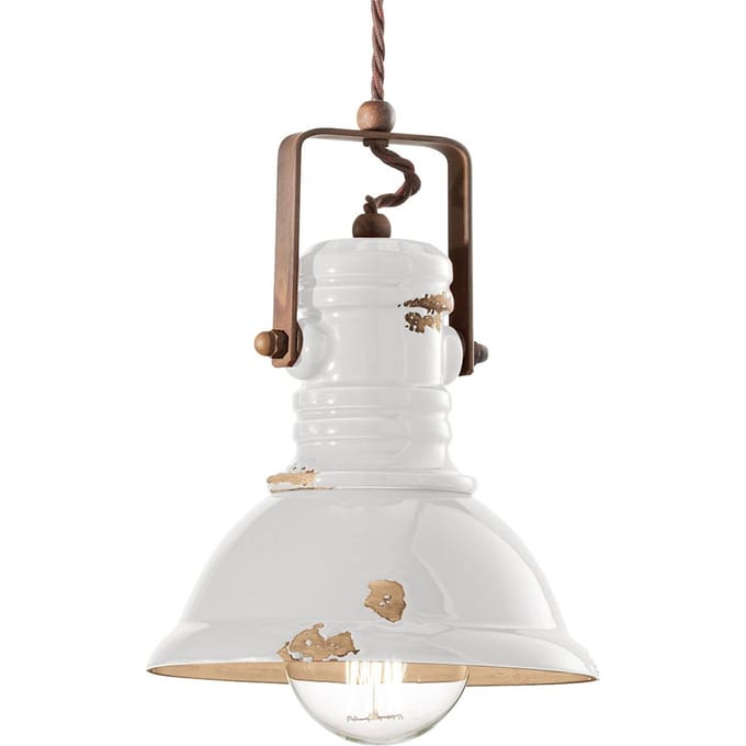 Ferroluce Hanglamp C1691 in wit industrieel ontwerp