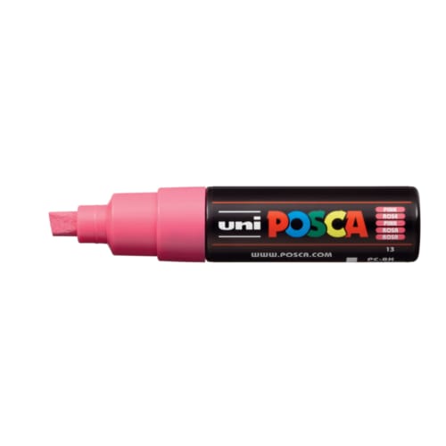Posca marker met schuine punt schrijfdikte breed roze