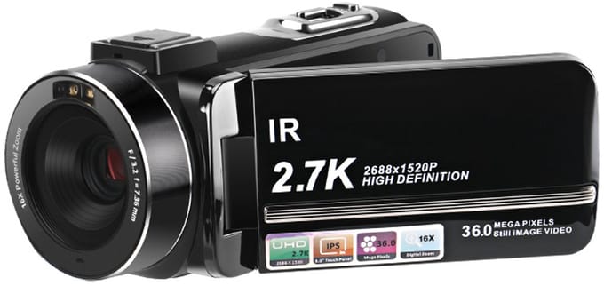 Videocamera 2.7K/36MP/16x zoom/IR-nachtzicht