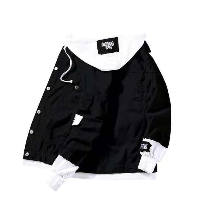 Herfst Dames Jas Mode Capuchon Spijkerjasje Gescheurd Bomberjack Dames Basic Jeansjasje S white
