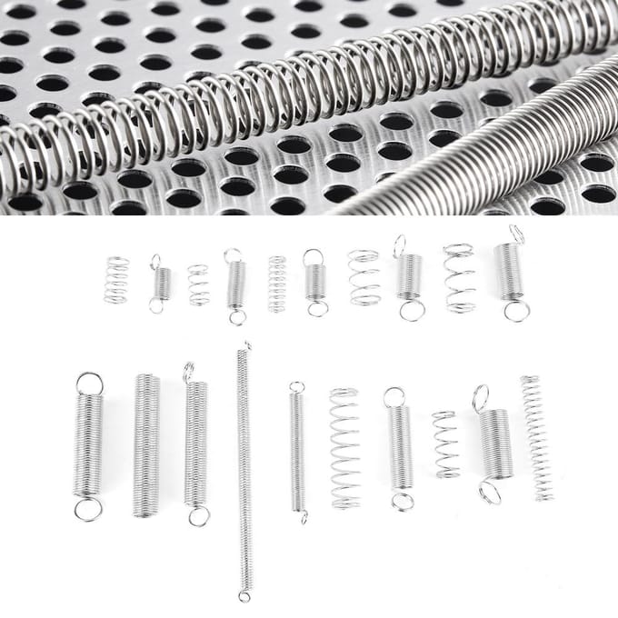200 stuks Set 20 Maten Koolstofstaal Compressie Trekveren Assortimentskit met Doos white