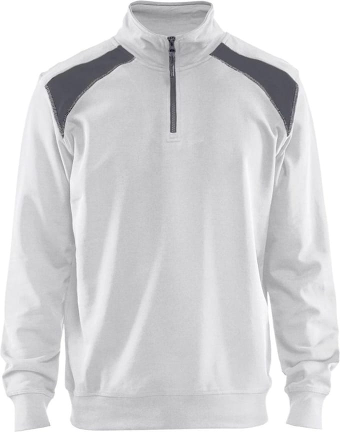 Blaklader Sweatshirt bi-colour met halve rits 3353-1158 - Wit/Grijs - L