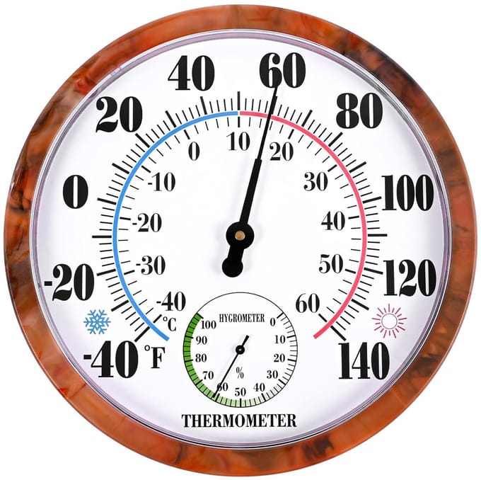 Grote 2-in-1 Binnen Buiten Thermometer Hygrometer - Batterijloos Weerstation