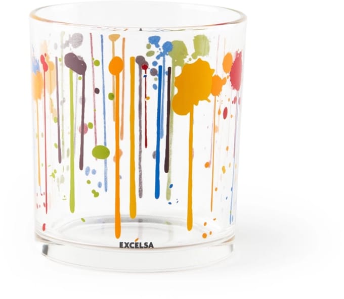 Excelsa Set van 6 waterGlazen – Dripping, Multicolor – Artistiek Design, 25 cl