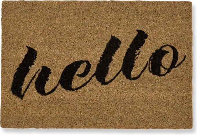 Homescapes - Kokos deurmat hello 40x60 cm - antislip stofmat