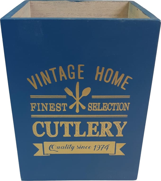 Bestehouder IGNAM - Blauw / Goud - Hout - 11,5 x 11,5 x 15 cm