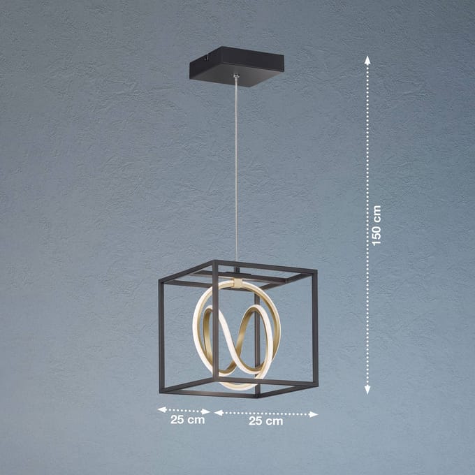 Fischer & Honsel - Hanglamp Gisi - 1x LED 15 W (incl.) - Zwart Mat