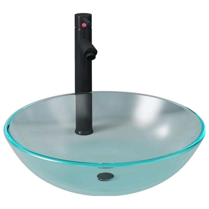 vidaXL - Wastafel - met - kraan - en - pop-up - afvoer - mat - gehard - glas