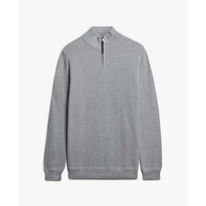 Superdry - Katoenen trui met halve rits en textuur - Heren - Sweaters