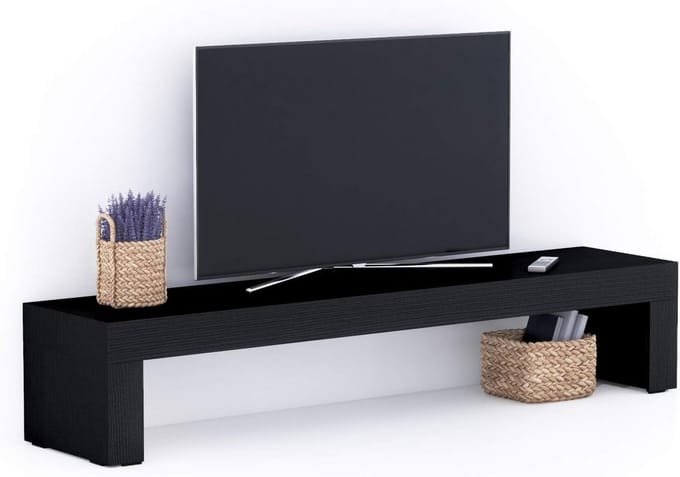 TV-stand 180 cm zwart voor tot 77 inch - evolution design met kabelmanagement