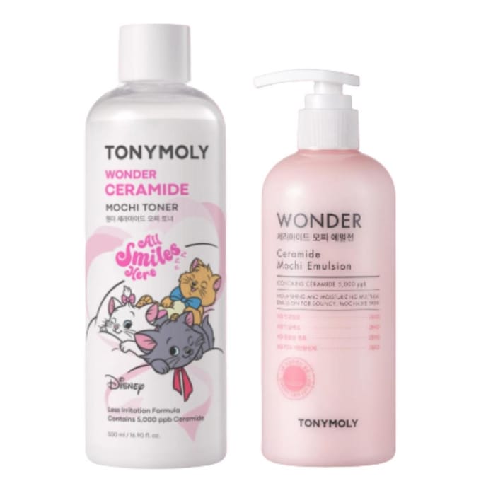 TONYMOLY Wonder Ceramide Mochi Toner 500ml + Set Emulsion 300ml white