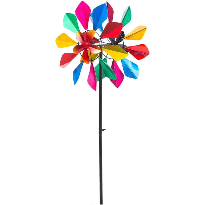 Windvanger HQ Metal Wind Spinner: Multi-colored Flower Duett 110225 Rood 36 x 122 cm