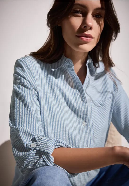 Gestreepte seersucker blouse