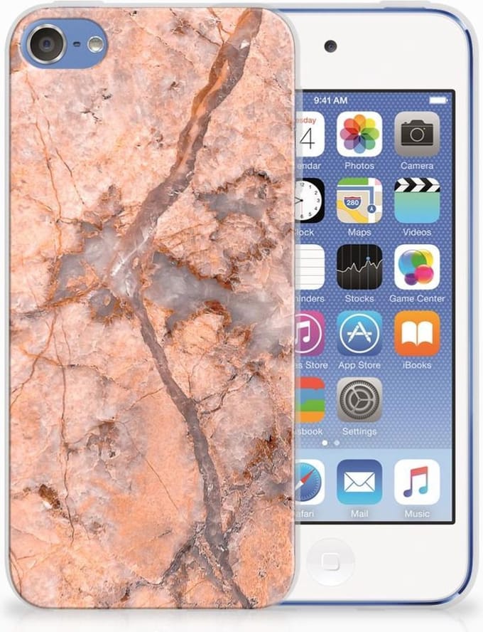 Apple iPod Touch 5 | 6 TPU Siliconen Hoesje Marmer Oranje
