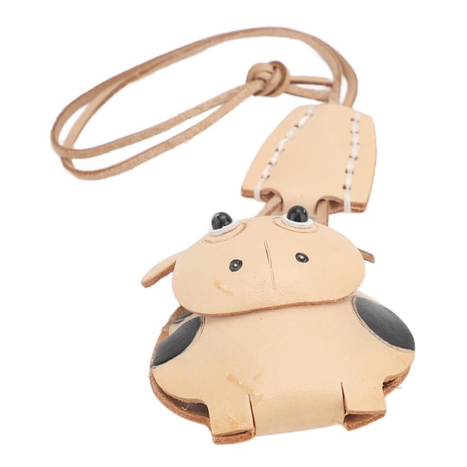 Porte-clés en cuir animalier réaliste au toucher doux multifonctionnel pendentif en cuir animal pour sac à main Cattle Pattern beige