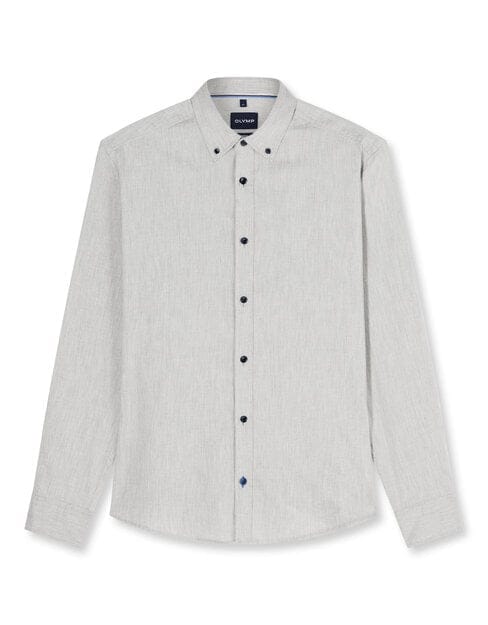 OLYMP Casual Overhemd, Regular Fit, Button-down, Middengrijs
