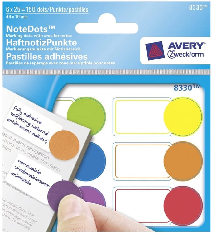 Avery 8330 Note Dots 44x19mm Ass.