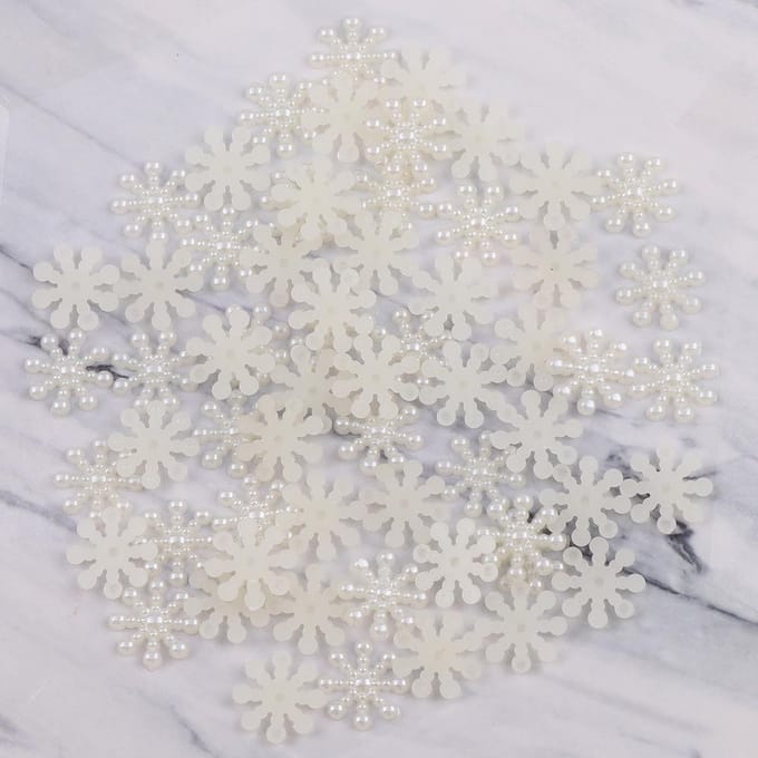100 stuks Sneeuwvlok Flatback Versieringen Kerst Knutsel Diy Gereedschap beige