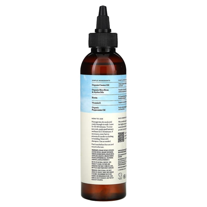 Sky Organics, biologische castorolie, groeiserum, met biotine, 6 fl oz (177 ml) white