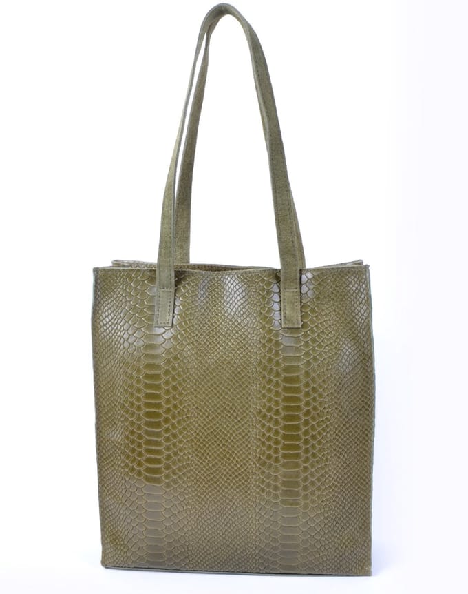 Giuliano lederen shopper Elara - Made in Italy - Olijf groen