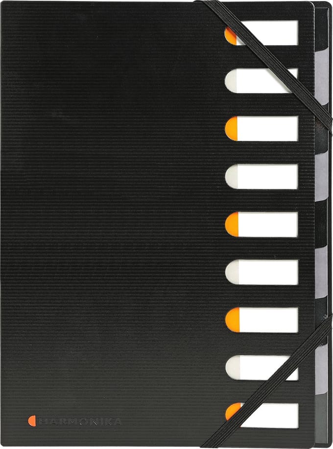 Exacompta 5x EXACTIVE® HARMONIKA® sorteermap met uitrekbare rug - 9 Indelingen - Zwart - 55334E