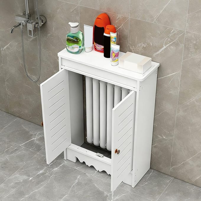 Radiatorafdekking - Verwarming Rek - Ruimte Verfraaien - Dubbele Deuren - 70 x 20 x 80 cm - Wit