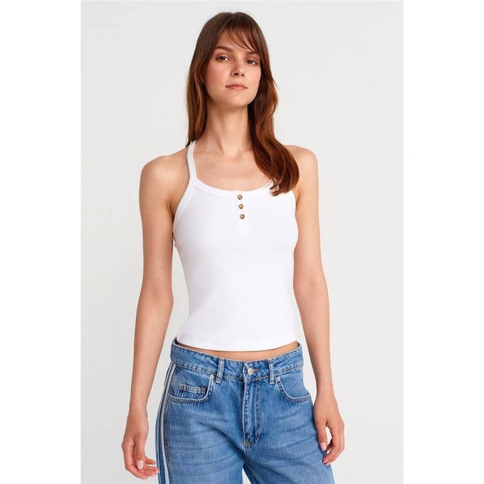 Slim Fit Geribbelde Brei Top