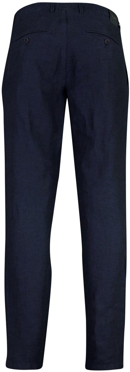 Chino Brax Fabio donkerblauw linnen wijde fit