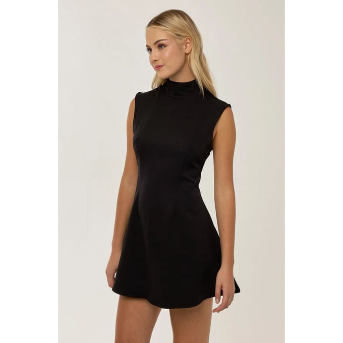 Halsloze Zwarte Mini-jurk