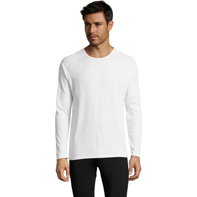 SOLS Heren Sport T-shirt met lange mouwen (Wit)
