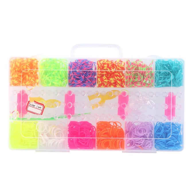 Creafun loomband knutselset 2500 stuks kleurrijke elastiekjes.
