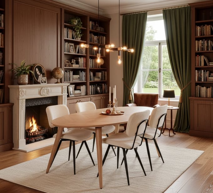 Ovale Eettafel Naturel Eikenfineer 210 cm – Modern Design, Uniek Vissengraatblad – Novihome