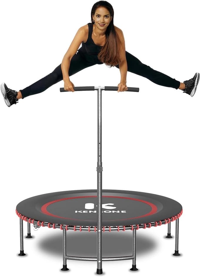 Mini Fitnesstrampoline Binnen en Buiten met Verstelbare Handgreep - Stille Workout
