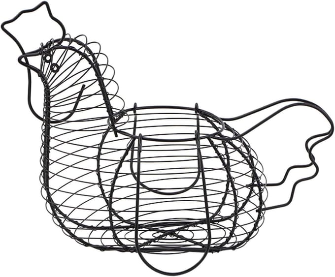 Eiermand Kippenvorm - Eierhouder Keuken - Eieren Verzamelen - Open Draadontwerp - 265 x 34 x 22 cm - Zwart