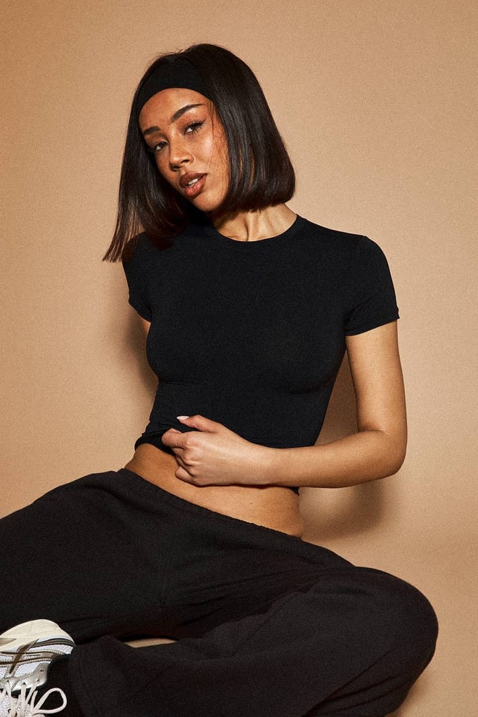 Dames Dsgn Studio Boterzachte Top Met Korte Mouwen | Zwart | Maat: 2XL
