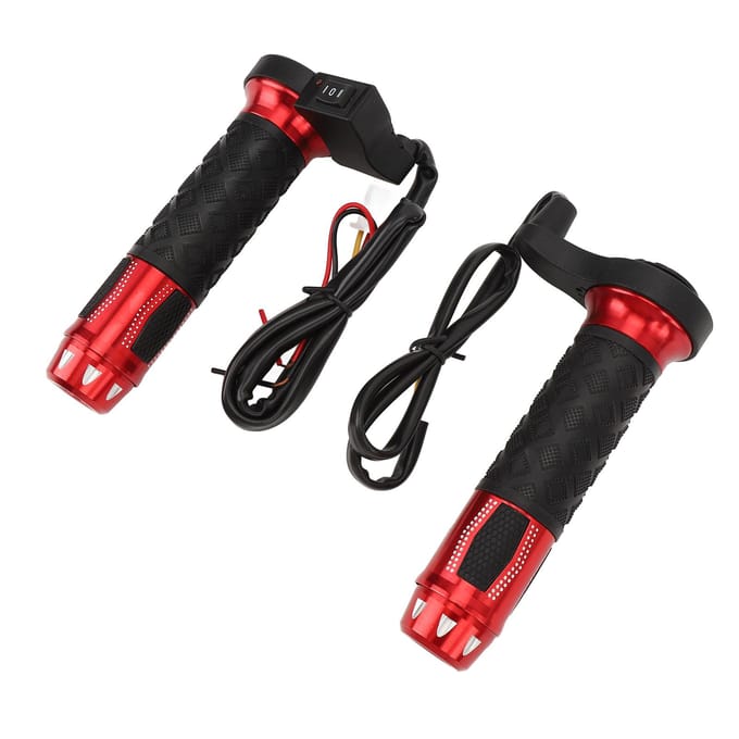 1 Paar Motorfiets Verwarmde Handgrepen 3 Temperatuurstanden Antislip Aluminiumlegering ABS 22mm Stuur black
