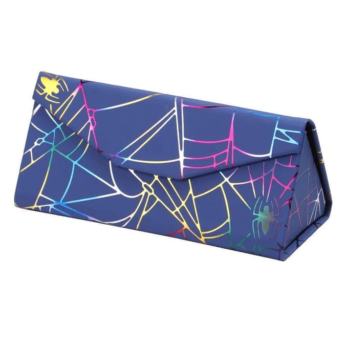 Fako Bijoux® - Brillenkoker - Opvouwbaar - Driehoek - 16x7x6.5cm - Spider - Blauw