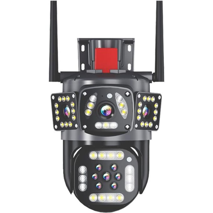 Buiten WiFi Camera Multi-Lens Drie Schermen AI Bewegingsdetectie IP Camera PTZ 360° Beeld Beveiliging Videobewaking 12MP 6K EU Plug