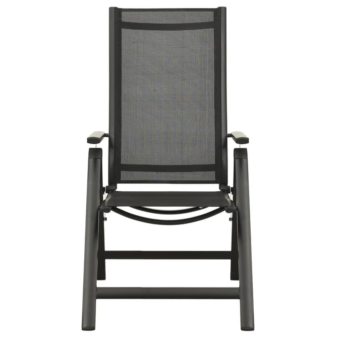 vidaXL - Opklapbare - stoelen, - 2 - stuks, - van - textiel - en - aluminium, - zwart.