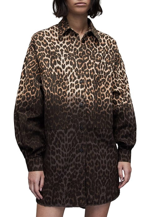 AllSaints Lily Leppo Shacket D Animal Brown Taglia: M | Sovracamicie Outlet | Donna | Marrone