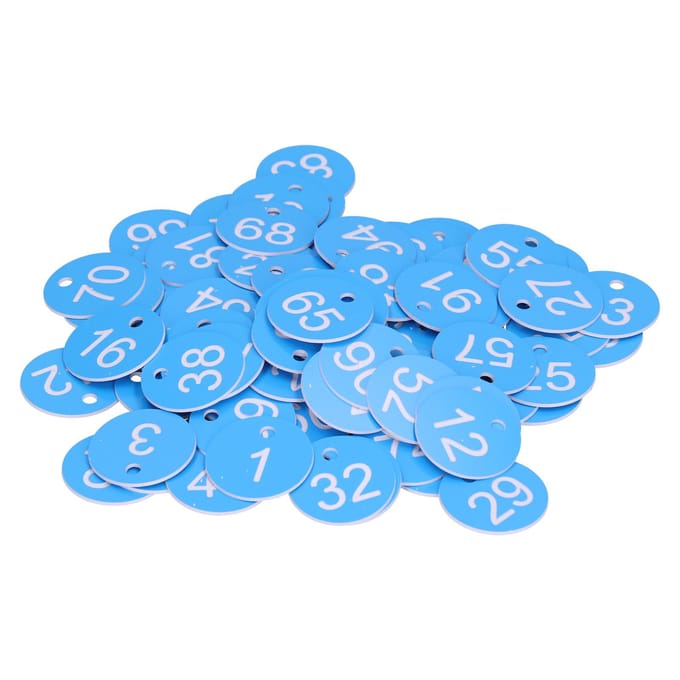 100 stuks Ronde Nummer Tag Bijenkorf Bord Marker Labels met Gat Boerderij Bijenteelt Accessoire(Blauw Wit ) blue