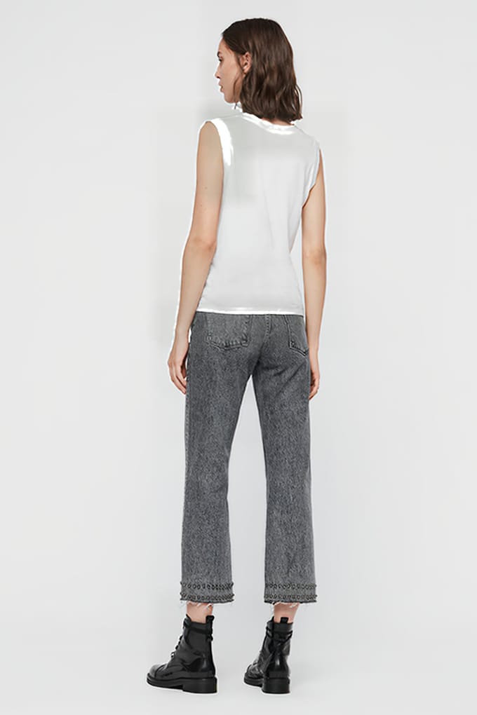 AllSaints Ava Stud Hem Jean Washed Black Taglia: W24 | Pantaloni larghi Outlet | Donna | Nero